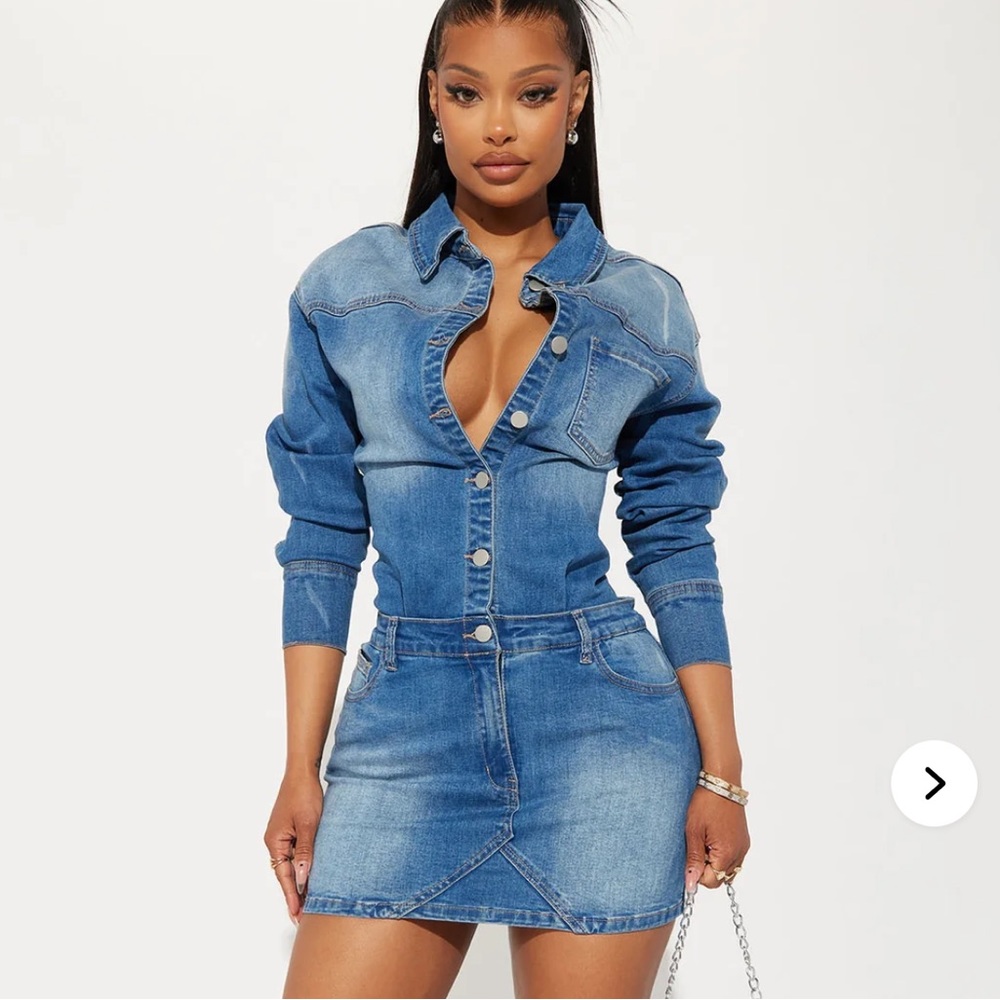 Denim, long sleeve dress, size M